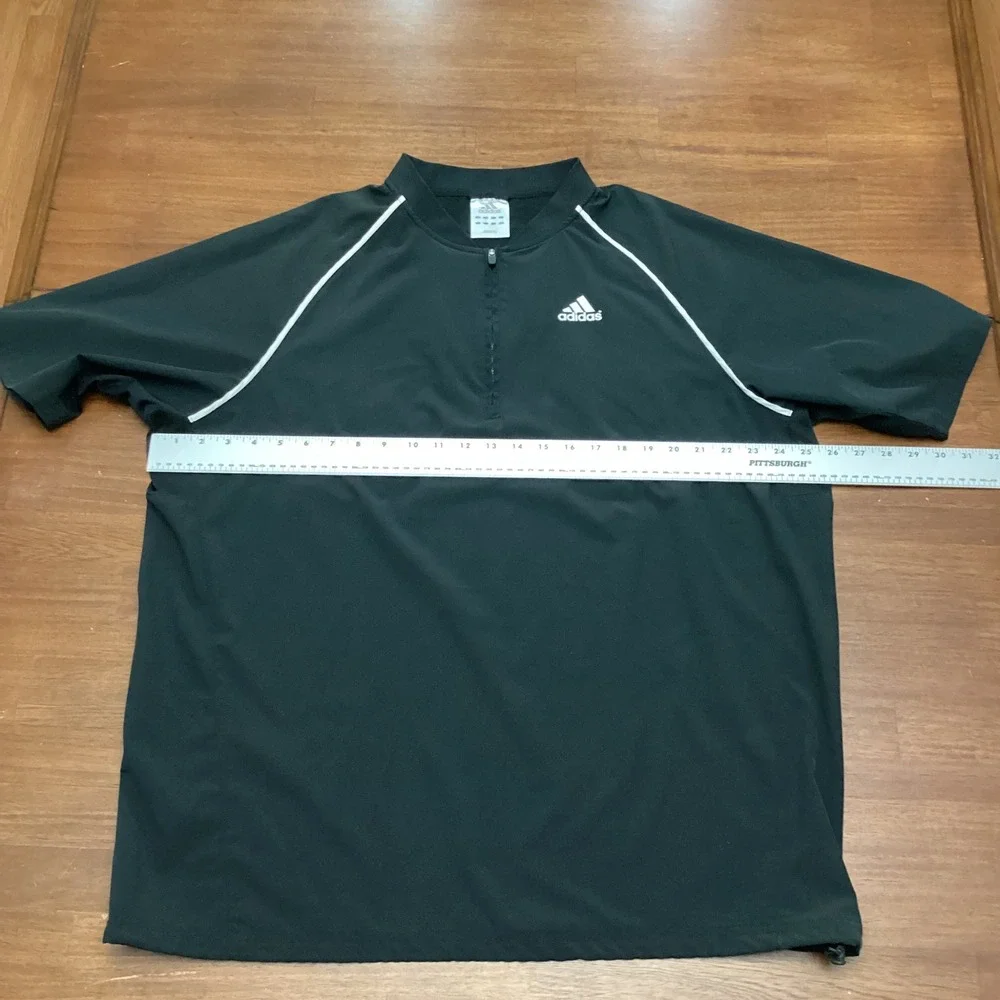 Adidas Mens Black Quarter Zip Short Sleeve Climaproof Vented Jacket Large Sports